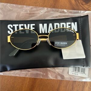 Steve Madden Black and Gold Oval Sunglasses